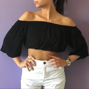 Black off shoulder crop top